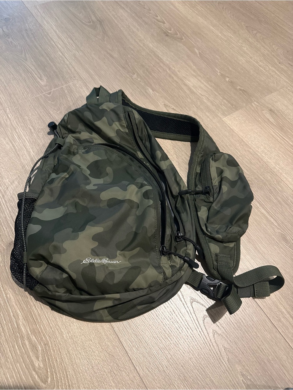Eddie Bauer Green Camo Crossbody Sling Bag